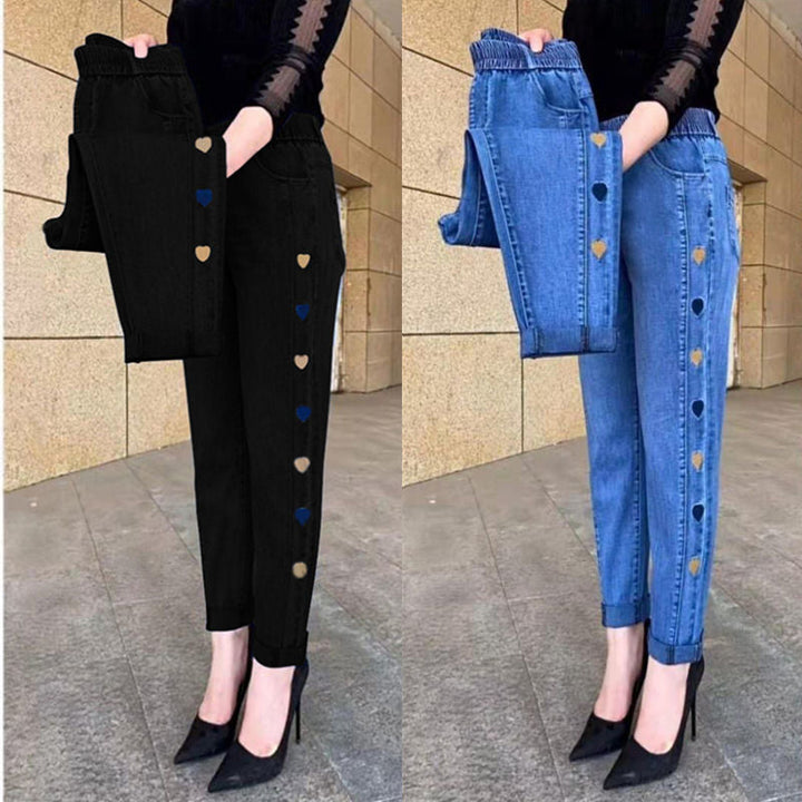 Dotta® | Højt elastiske jeans til kvinder med hjertebroderi