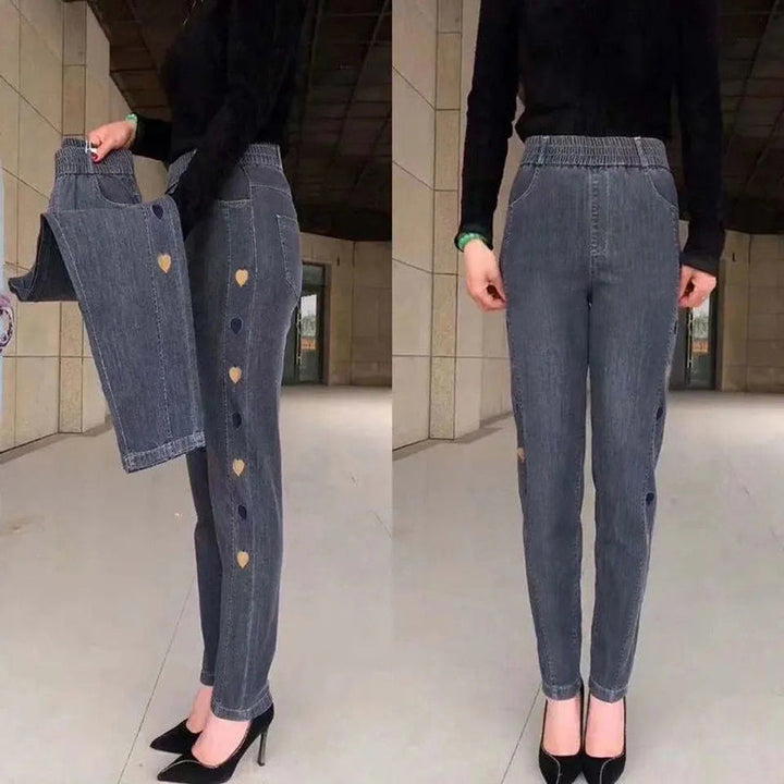 Dotta® | Højt elastiske jeans til kvinder med hjertebroderi