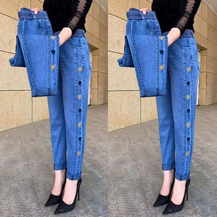 Dotta® | Højt elastiske jeans til kvinder med hjertebroderi