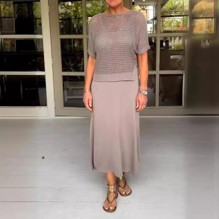 Inge® | Elegant 2-delt kjole + top med hulmønster (i gave)